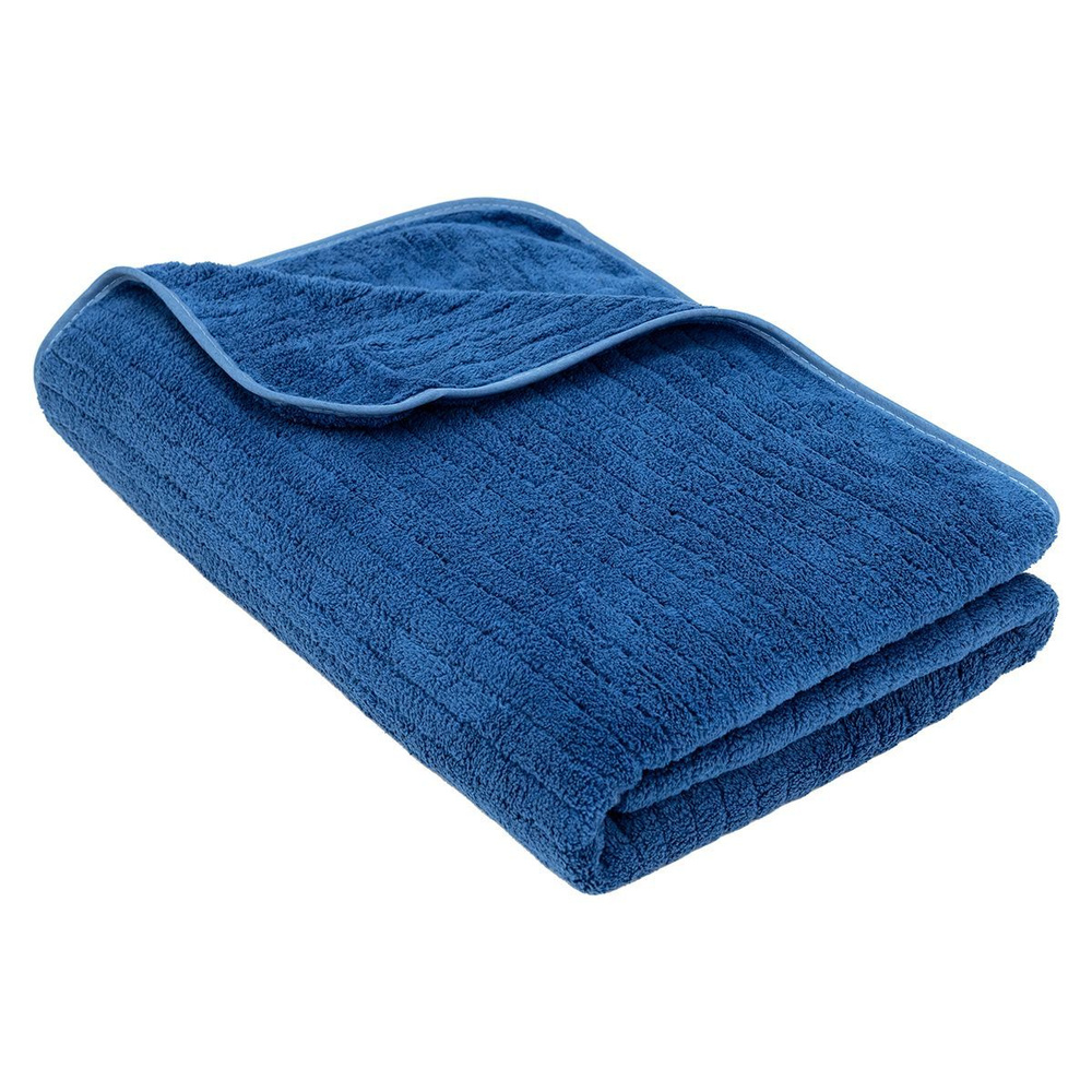 Банное полотенце Каскад L 70*140 микрофибра, темно-синий, для ванной, бани, спорта, легкое, быстросохнущее #1