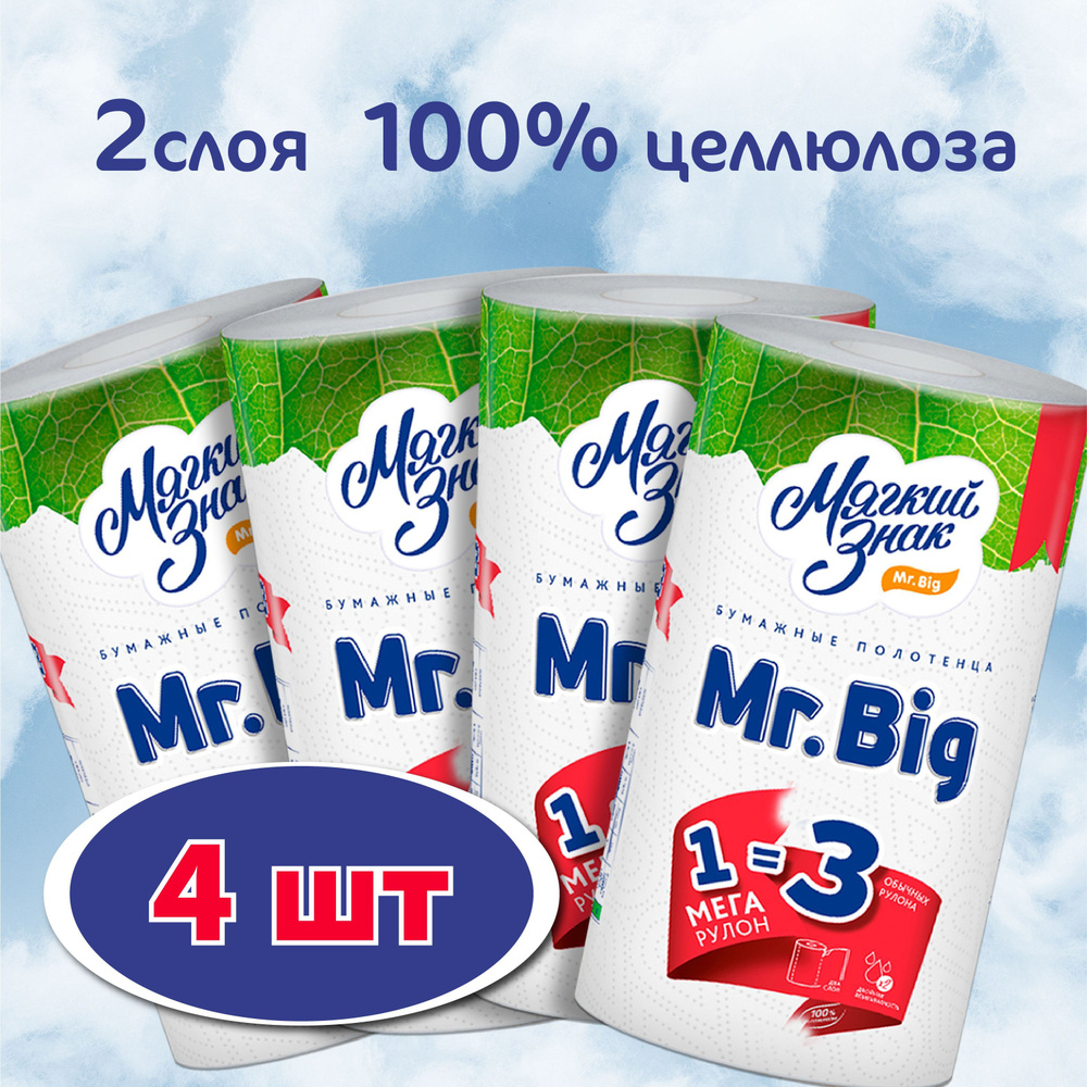 Полотенца бумажные Mr.Big 2 слоя 4 МЕГА-рулона утроенной намотки  #1