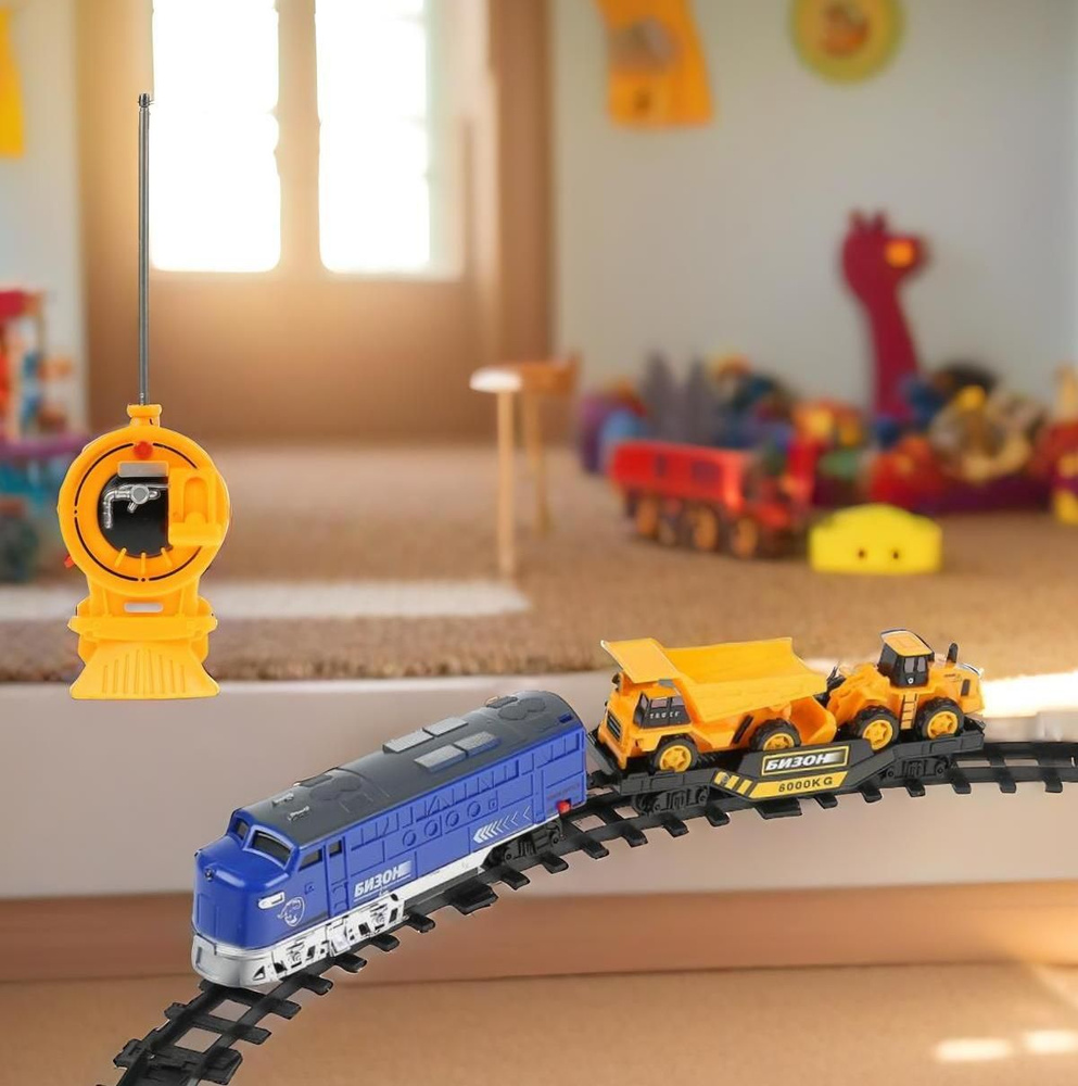 Железная дорога детская Играем вместе / игрушечный радиоуправляемый поезд со светом и звуком на батарейках #1