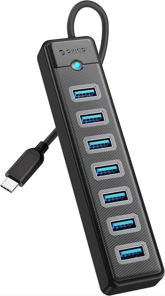 Концентратор ORICO USB-C с 7x USB-A черный (ORICO-PW7U-C3-015-BK-EP) #1
