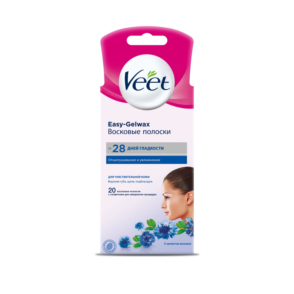 VEET Восковые полоски для чувствительной кожи (для лица) c технологией Easy-Gelwax, 20 шт  #1