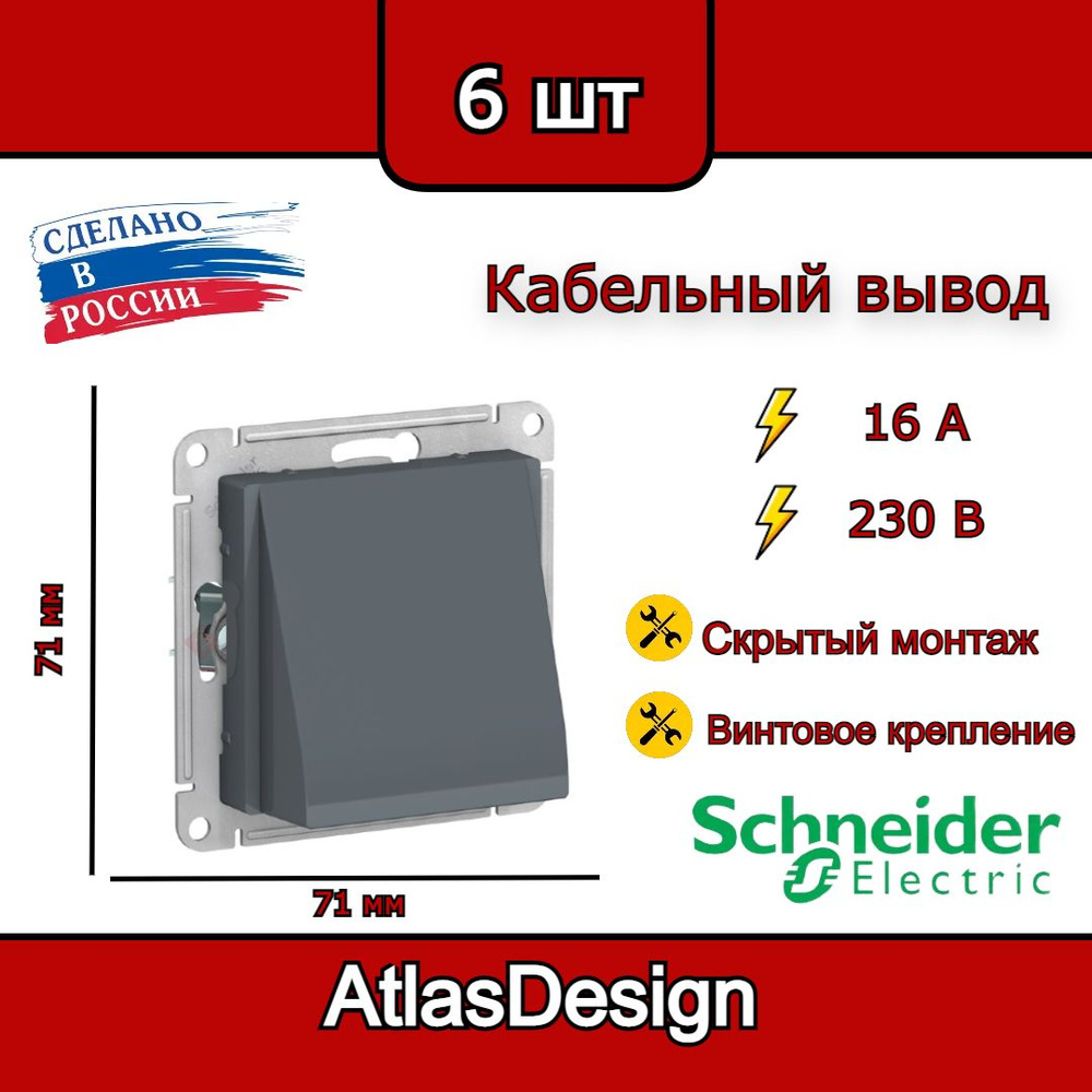 Вывод кабеля, грифель, Schneider Electric AtlasDesign (комплект 6шт) #1