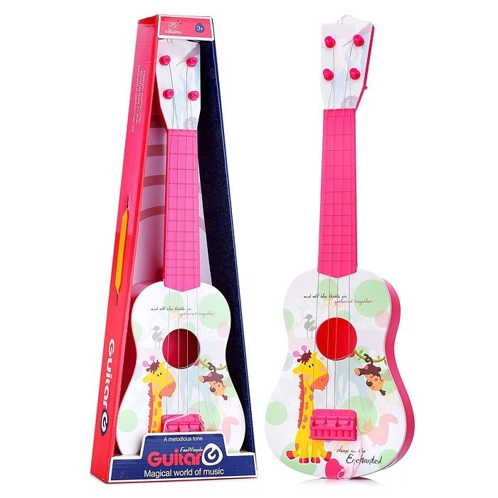 Гитара детская Oubaoloon 55х16,5х6 см, 4 струны, медиатор, в коробке (898-41)  #1