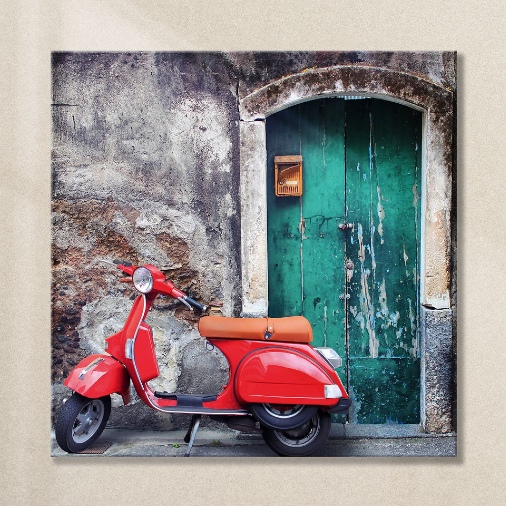 Картина на стекле Postermarket "Красный скутер" 30х30 см #1