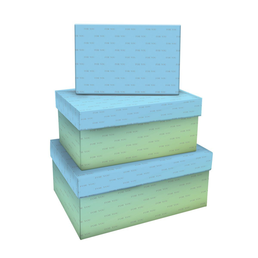 Набор прямоугольных коробок 3в1, MESHU "Green-blue gradient", (19*12*7,5-15*10*5см)  #1