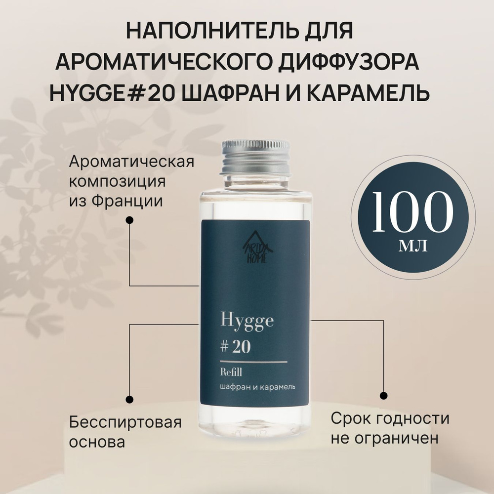 Наполнитель для диффузора ,ароматизатор для дома, диффузор Хюгге #20 Шафран и карамель 100 мл  #1