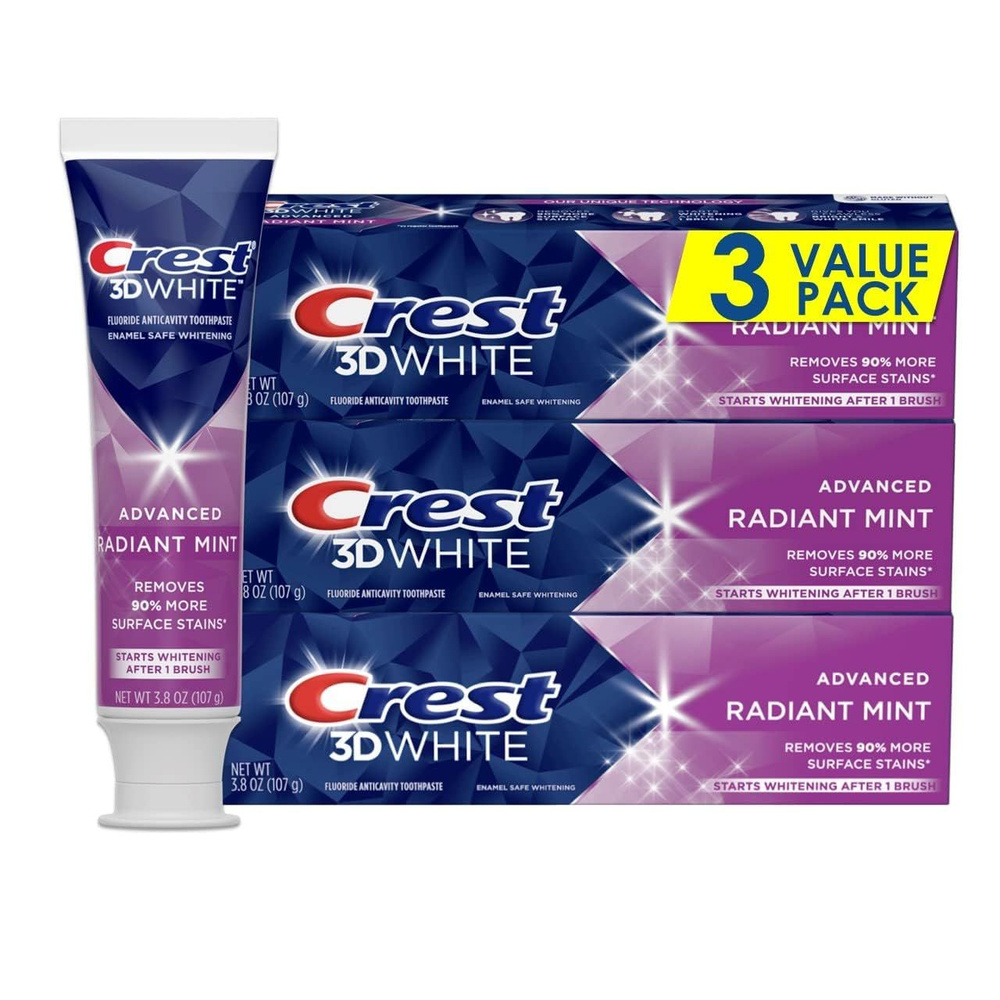 Отбеливающая зубная паста Crest 3D White Advanced Radiant Mint 107 g (комплект из 3-х зубных паст)  #1