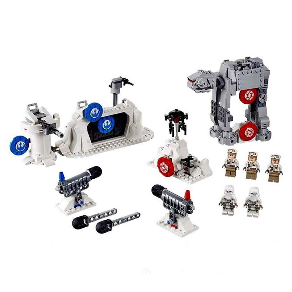Конструктор Звездные войны набор "Защита Базы" 534 детали 6 фигурок ( лего совместимый / робот шагоход #1