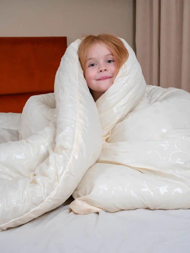 Одеяло 1.5 спальное зимнее теплое детское 150х210 шелк полутороспальное  #1