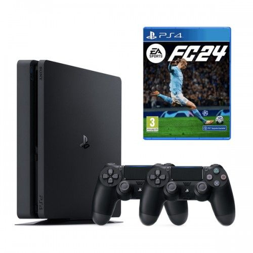 Игровая приставка Sony PlayStation 4 Slim 1000 ГБ + DualShock v.2 Black + игра FC 24 (PS4)  #1