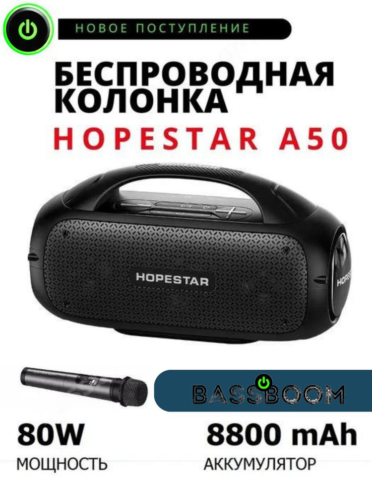 Портативная колонка HOPESTAR A50 80W с микрофоном #1