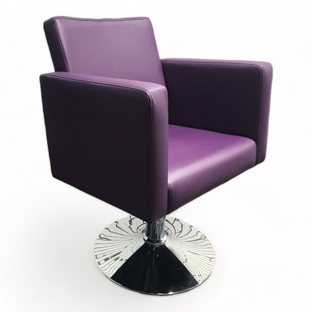 Парикмахерское кресло "Кубик", Фиолетовый, Гидравлика диск  #1