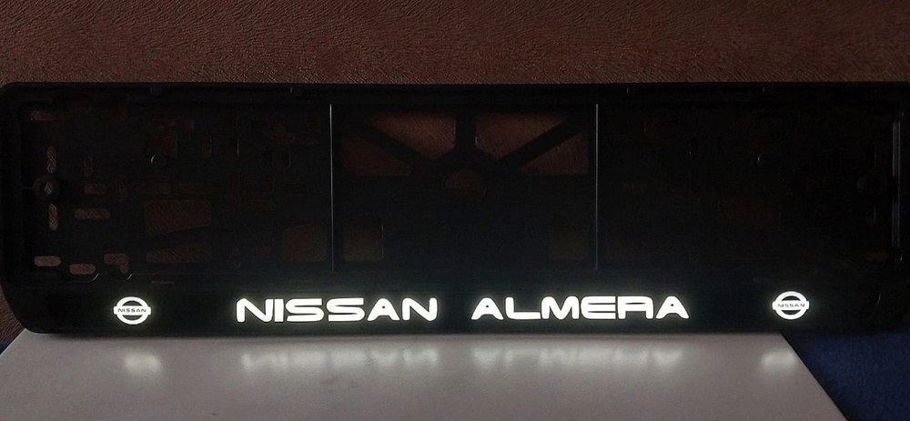 Рамка номера со светодиодной LED подсветкой с логотипом для автомобиля,NISSAN ALMERA,тюнинг авто,рамка #1