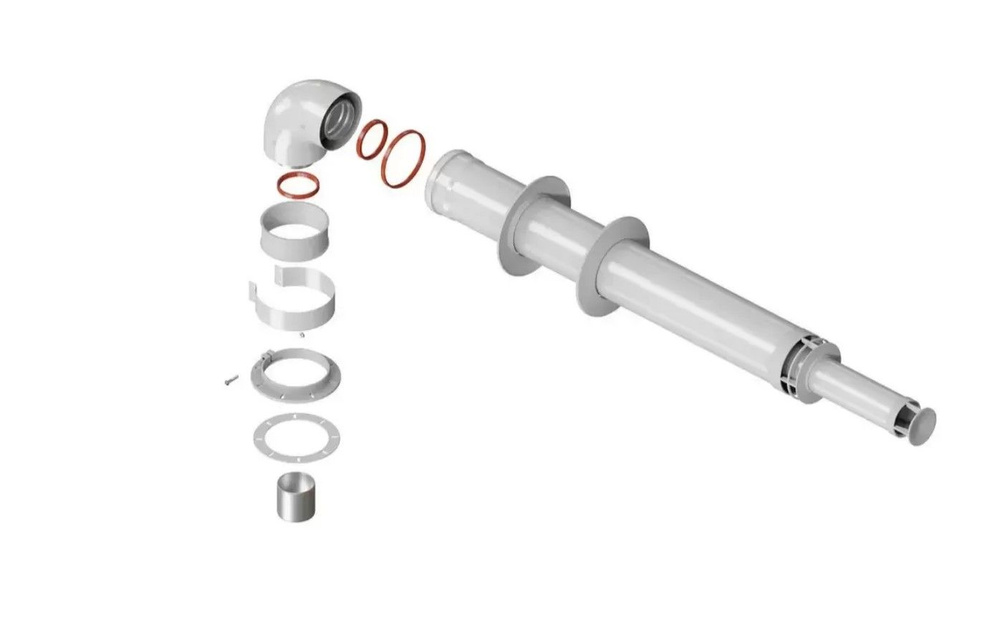 Комплект коаксиального дымохода 60/100 мм Универсальный Антилед ТЕРМОХОД К-1 (1220мм), для газовых котлов #1