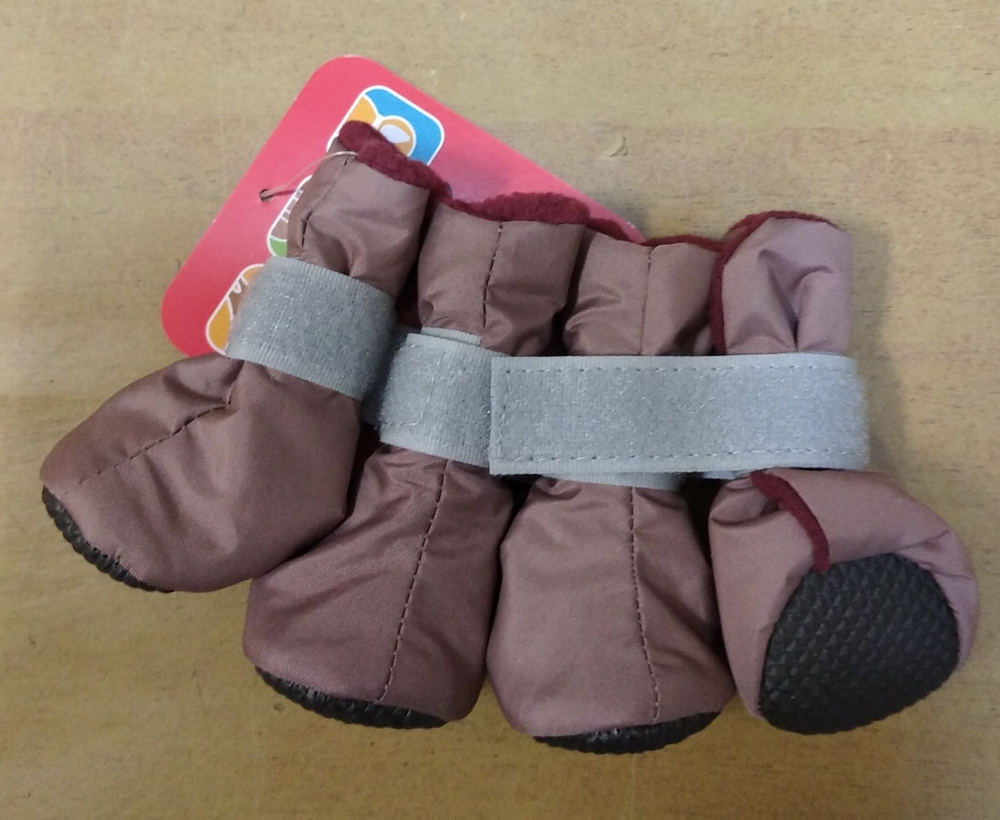Ботиночки на флисе для собак OSSO Fashion, подошва ЭВА, размер XS (4,5 x 3,5 x 8 см), цвет коричневый; #1