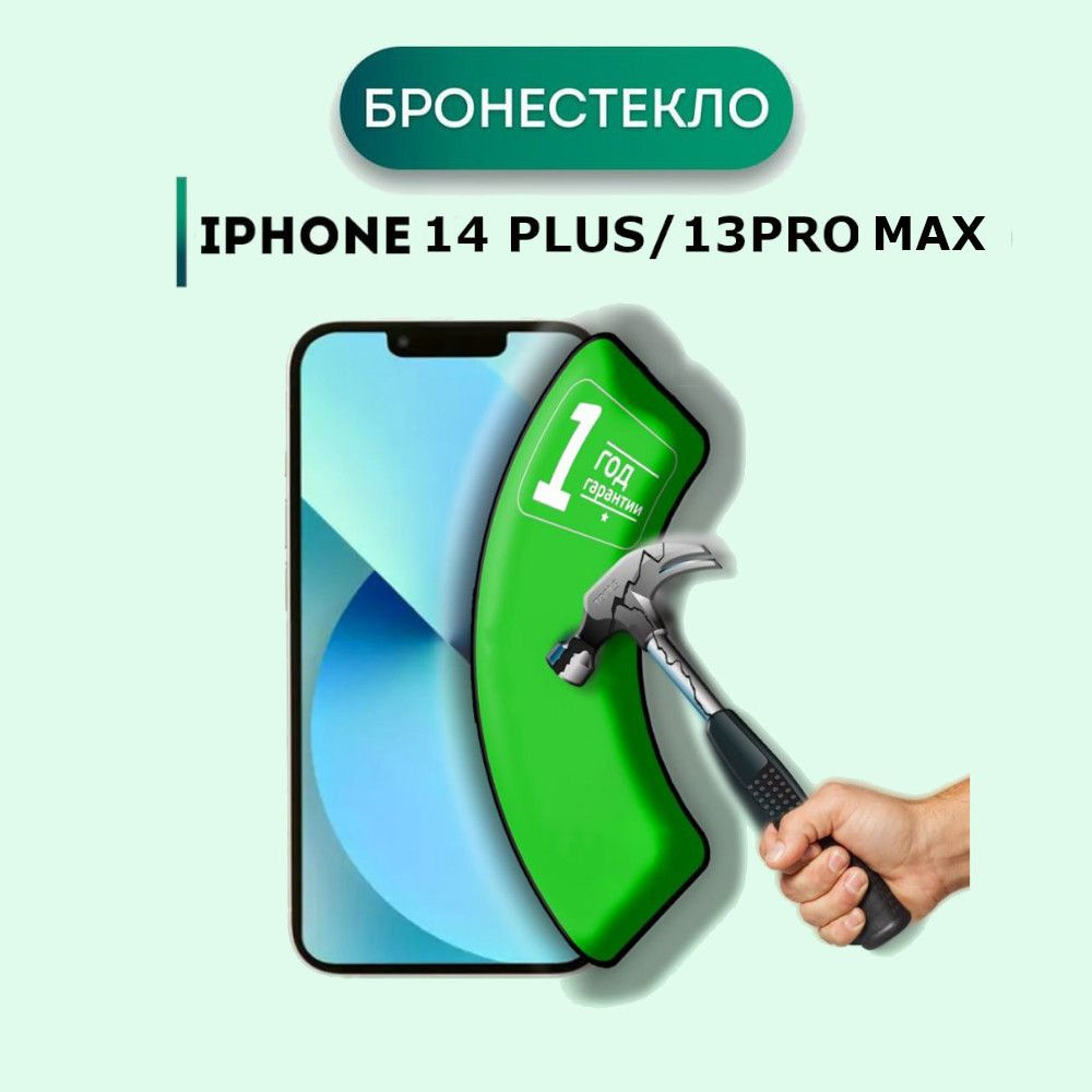 Защитное стекло iPhone 14 Plus/13 Pro Max антискол, не матовое #1