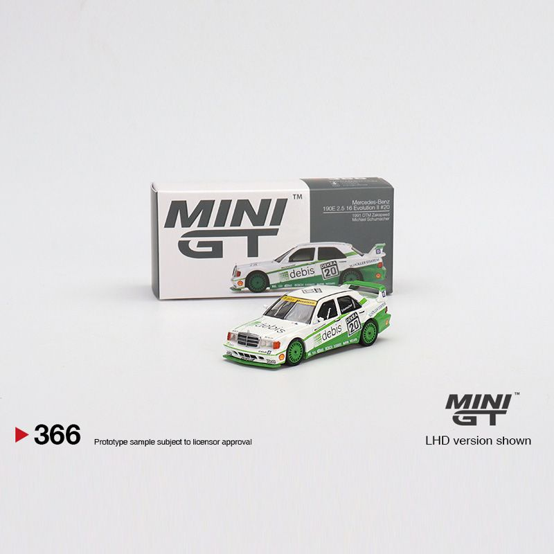 Машинка Mini Gt 366 Mercedes-Benz 190E Evo II 1991 DTM Zakspeed No.20 Michael 1/64 simulation Die-cast #1