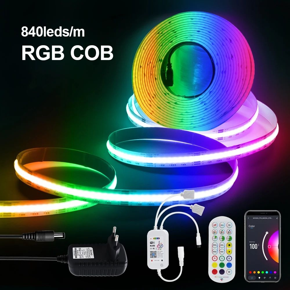 Светодиодная лента, 24В, IP21, 840 LED/m 24В, 840 LED/m COB RGB ...