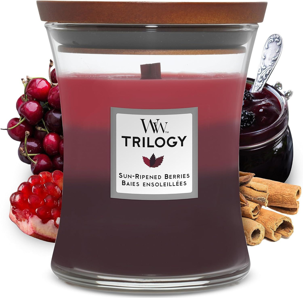 WoodWick Свеча ароматическая "трилогия Спелые ягоды 275гр.", 13 см х 10 см, 1 шт  #1