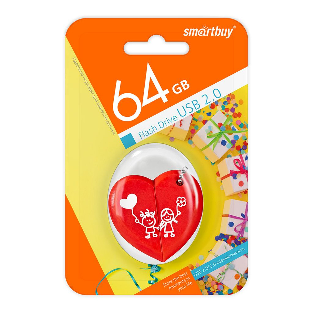 USB флеш накопитель 64 Gb SmartBuy Wild series Сердце (SB64GBHeart) / подарок  #1