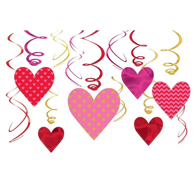 Спираль Сердца красно-розовые 46-60см 12шт #1