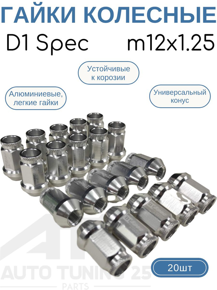 Гайки колесные D1 Spec М12*1.25 (Серебристый) #1