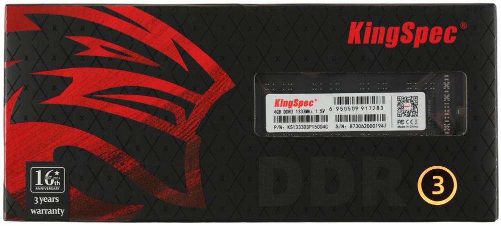 KingSpec Оперативная память DDR3 4 ГБ 1333МГц CL11 1x4 ГБ (KS1333D3P15004G) #1