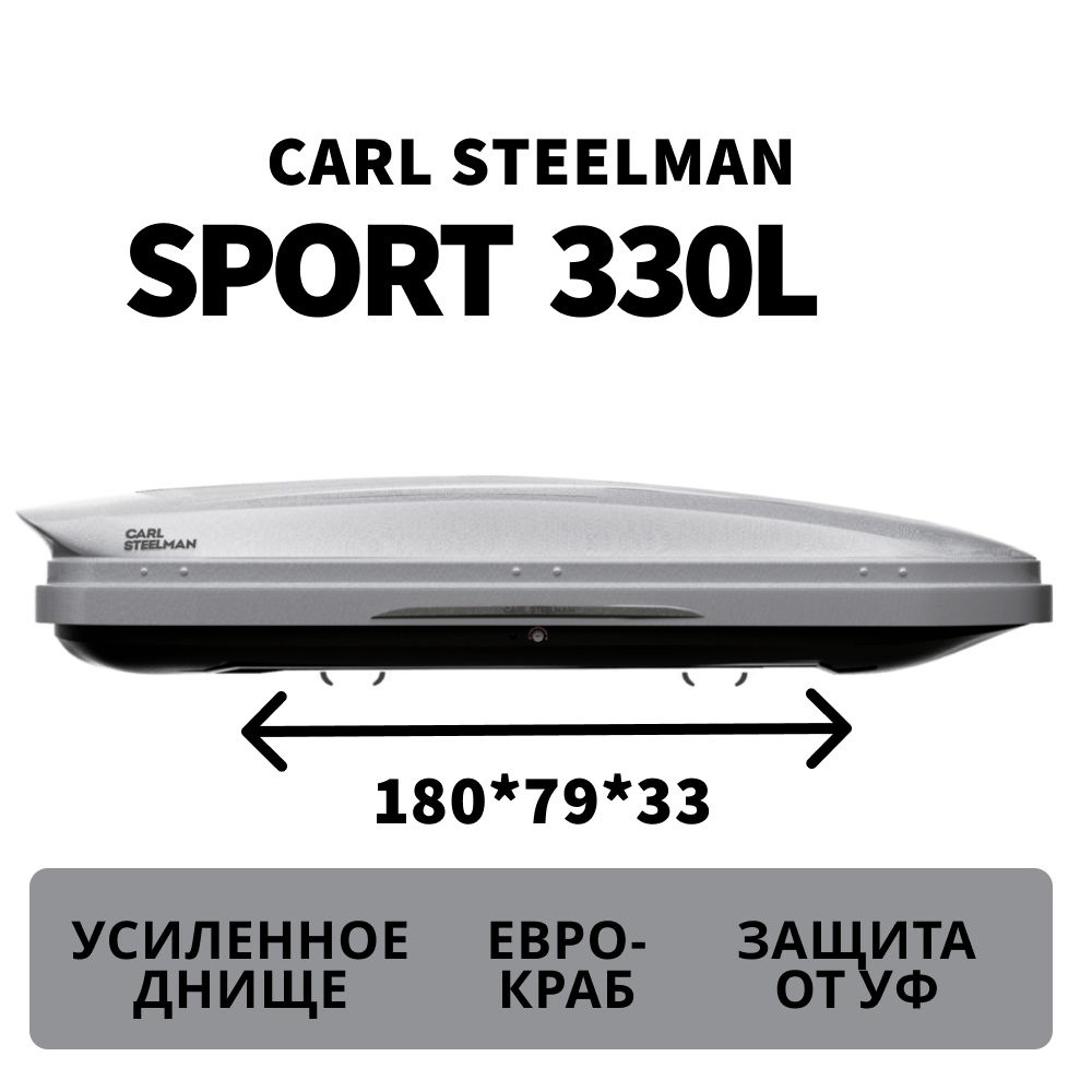Автобокс Carl Steelman SPORT об. 330л (малый). 1800*790*330 темно-серый "карбон" с двухсторонним открытием, #1