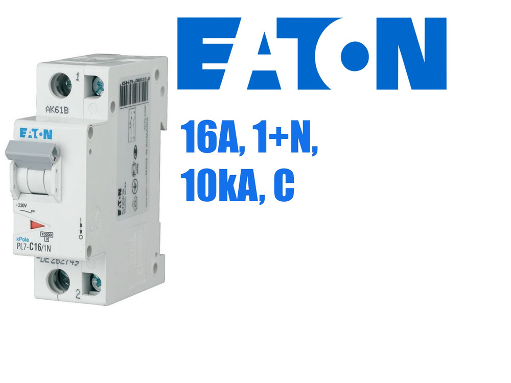 Купить Автоматический выключатель 16А, кривая отключения С, 1+N полюса ...