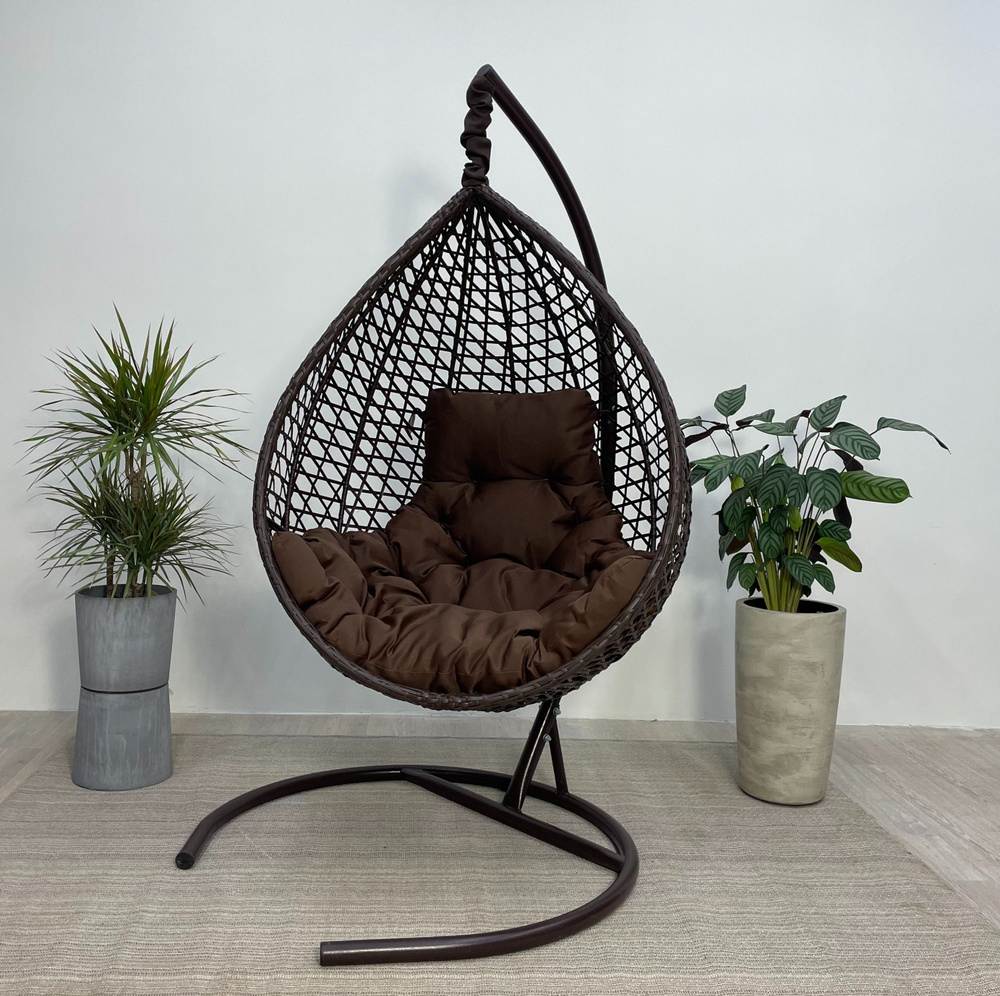 Подвесное кресло-кокон MONTBLANC COMFORT коричневый + каркас (шоколад подушка)  #1