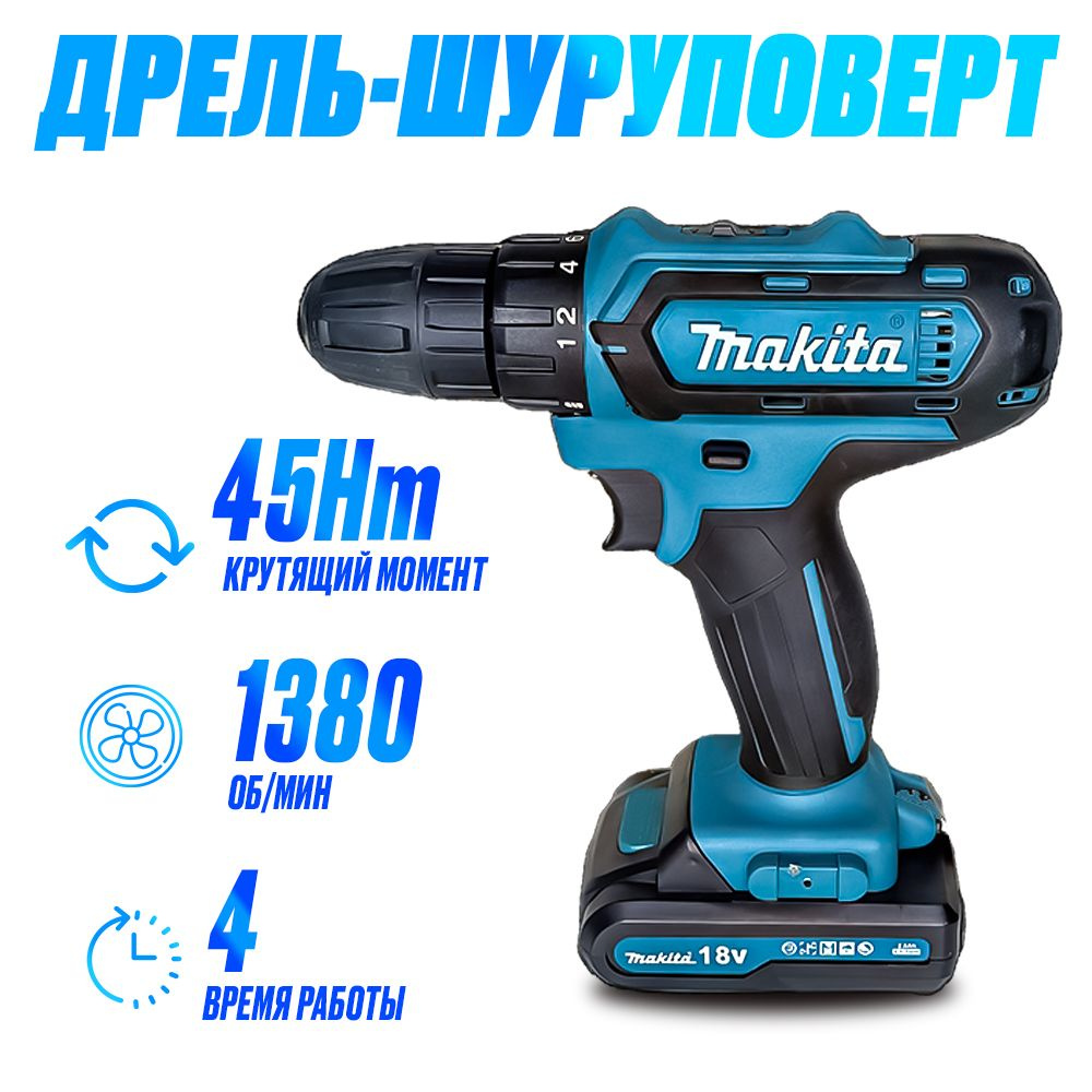 Шуруповерт Makito MKT_Shur_18v////---234, От аккумулятора, 700 Вт - купить  по низкой цене в интернет-магазине OZON (1348648050)