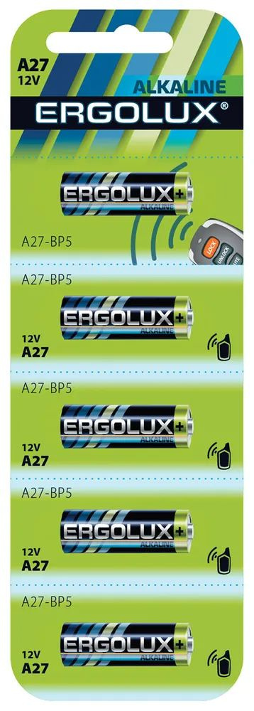 Батарейка, Ergolux LR27A BL-5 (A27-BP5, 12В) (5 шт. в уп-ке) #1