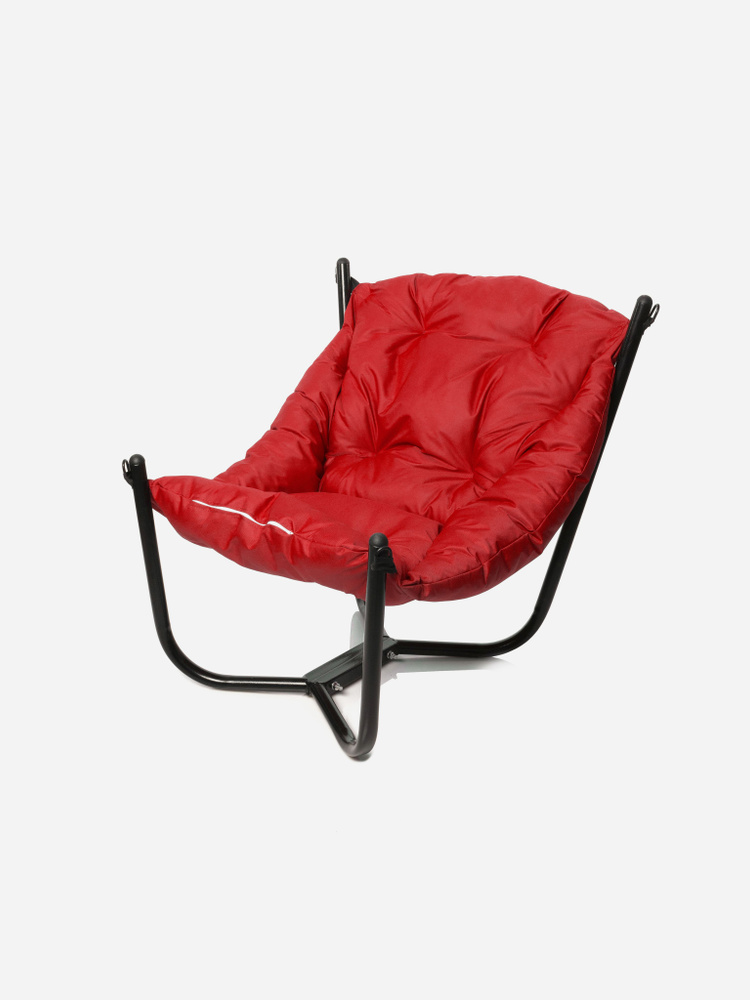 Мягкое кресло для дачи и дома Гамак чёрное красная подушка  #1
