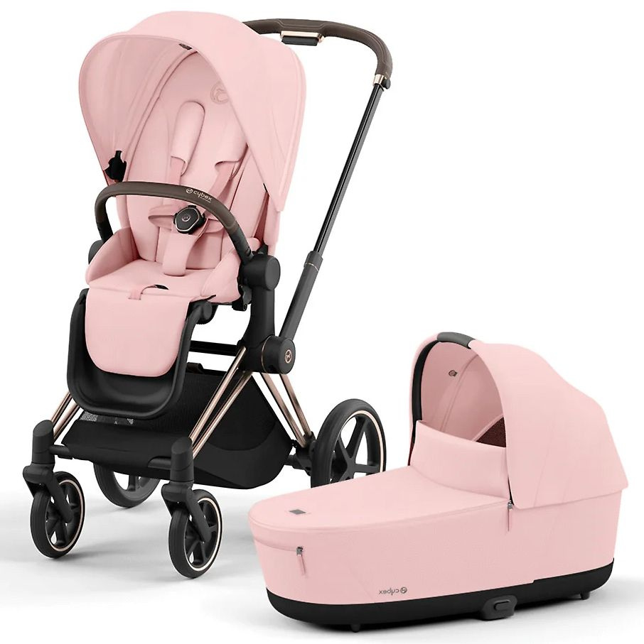 Универсальная коляска 2 в 1 Cybex Priam IV, цвет Peach Pink розовый на шасси Rosegold, с рождения до #1