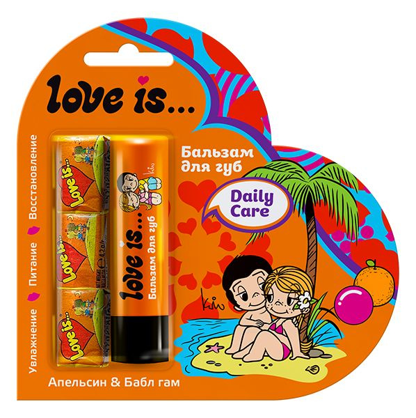 Love is Бальзам для губ Апельсин-бабл гам, 4,2 г + жевательная резинка 3 шт  #1