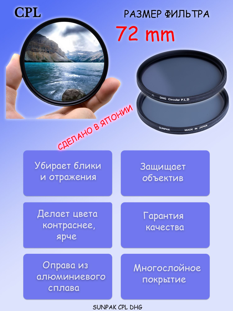 Фильтр SUNPAK 72mm DHG CPL, для объектива #1