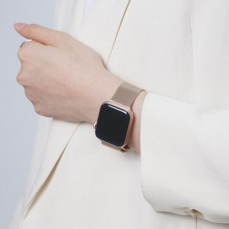 Ремешок для Apple Watch 40mm 38mm 41mm 1, 2, 3, 4, 5, 6, 7 и SE Металлический / стальной браслет apple watch 40мм 38мм 41мм / Миланская петля / Песочное Золото