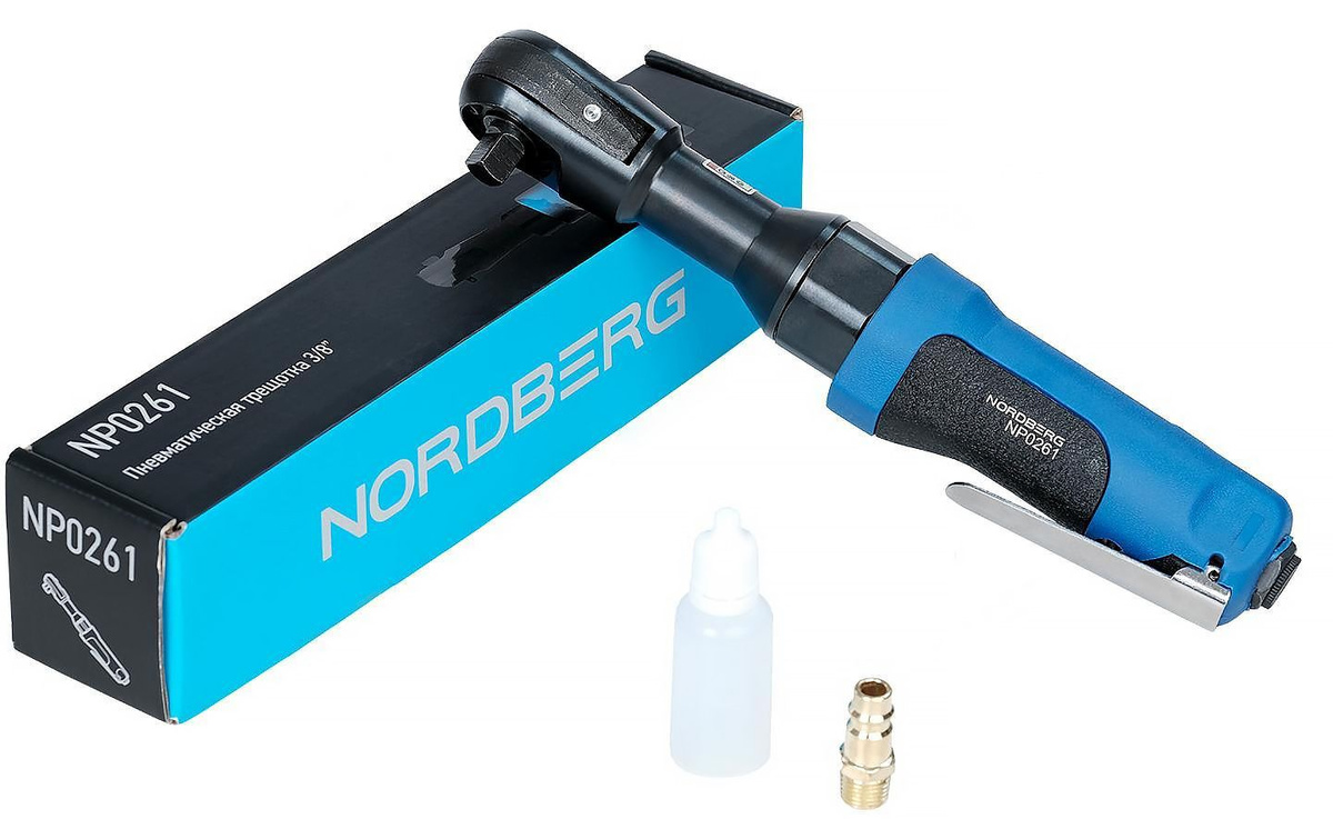 Пневматическая трещотка NORDBERG NP0261, квадрат 3/8", усилие 88 Нм