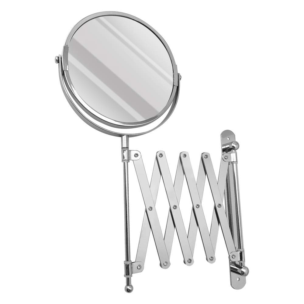 САНАКС - Зеркало косметическое настенное раздвижное, нержавейка хромированная, диаметр 15см  #1