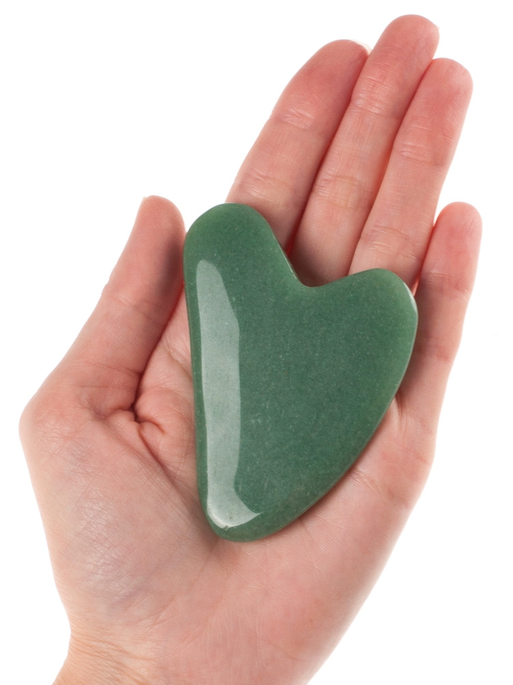 HANAI Скребок "Сердце" для массажа Гуаша из зеленого авантюрина  #1