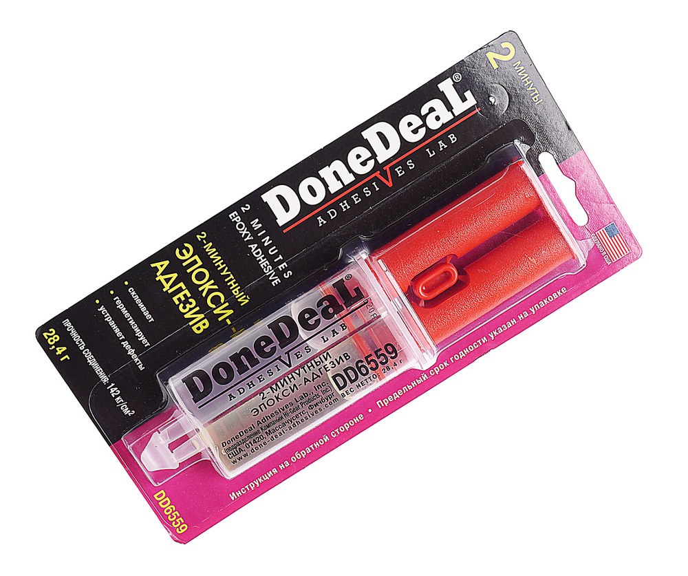 Клей эпокси-адгезив 2-х компонентный 2-минутный в шприце 28.4г DONE ...