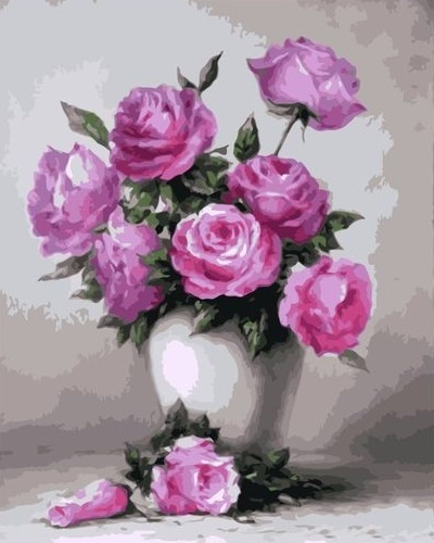 Картина по номерам на холсте с подрамником. 40x50: Colibri - цветы. Сиреневые розы  #1