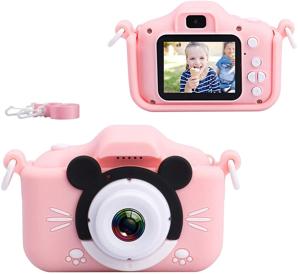 Детский фотоаппарат Микки Маус (розовый) + подарок #1