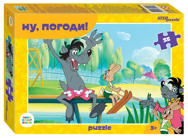 Детский пазл "Ну, погоди! ", игра-головоломка паззл для детей, Step Puzzle, 35 деталей мозаики  #1