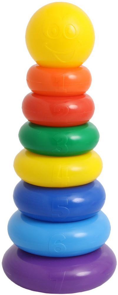 Детская игрушка-пирамидка, 7 разноцветных колец с шаром, 27 см  #1