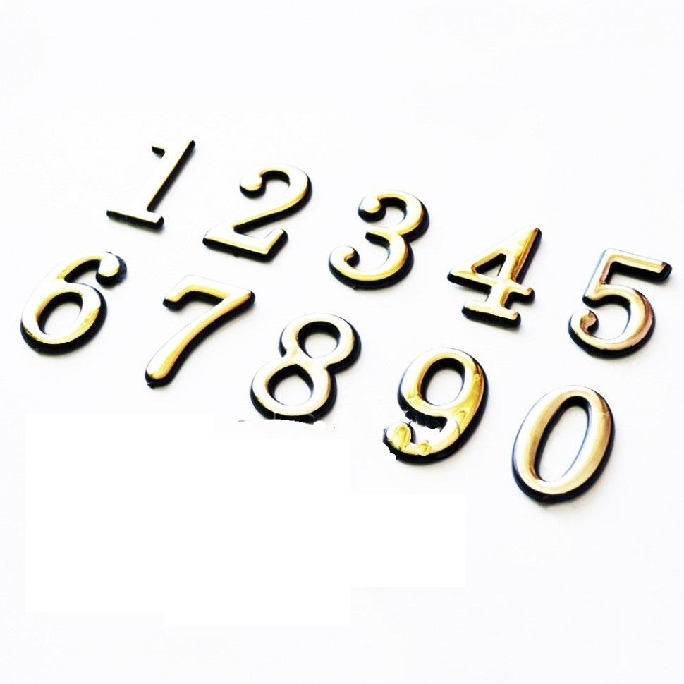 Номер дверной, набор дверных цифр от 0 до 9, самоклеющиеся 55х34 мм  #1