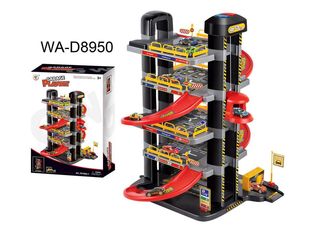 Парковка 5-ти уровневая с автоматическим подъемником, в наборе с машинками и аксессуарами, не менее 49 #1