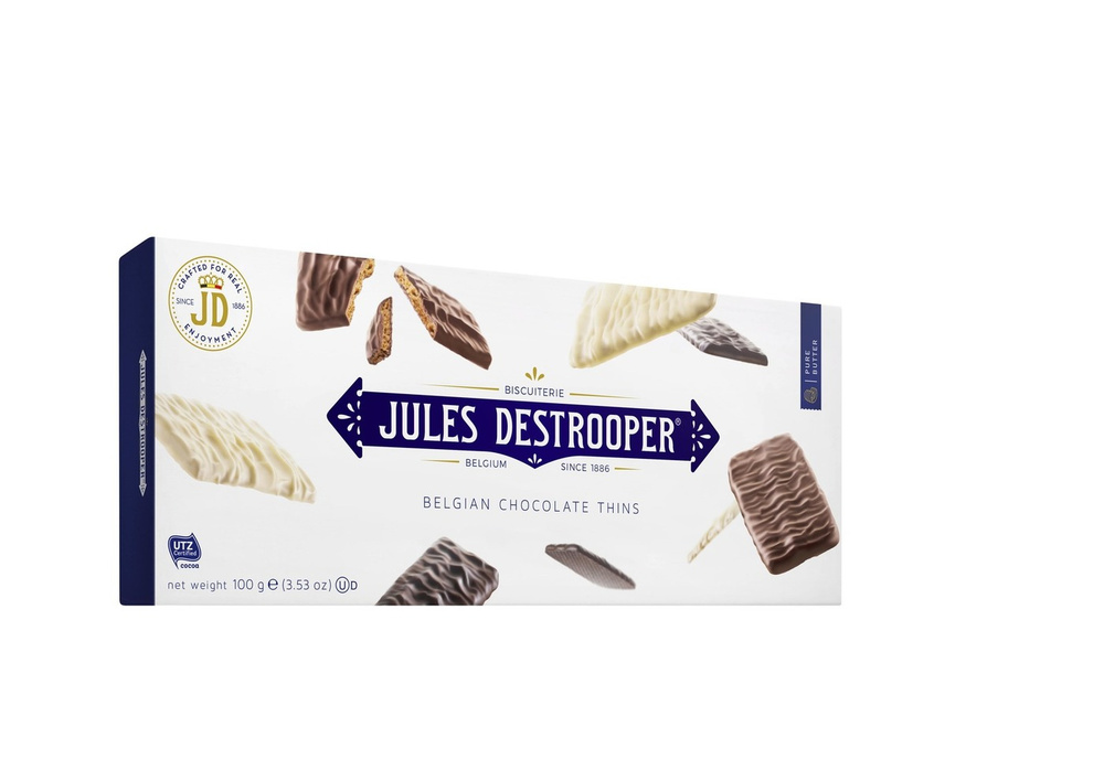 Печенье Бельгийское "Jules Destrooper" "Belgian Chocolate Thins" покрытое шоколадом, 100 грамм  #1