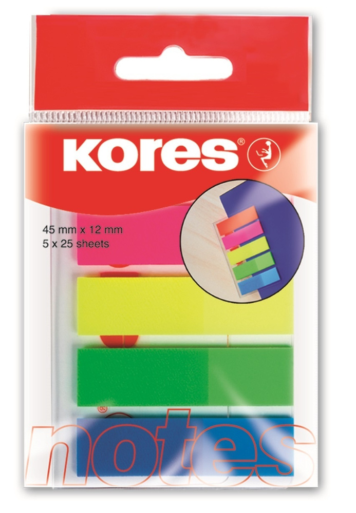 Клейкие закладки Kores пластиковые, 5 цветов по 25 листов #1