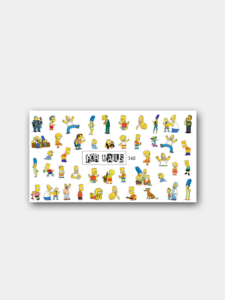 Слайдер (водные наклейки) для дизайна ногтей 142 Симпсоны Барт Гомер Лиза  #1